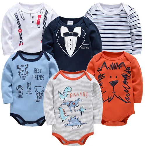 3/6 pcs a set Kavkas Fashion Baby Boys Clothes Set  Cotton Soft Long Sleeve Autumn Boy Girls Bodysuit Newborn Toddler Body bebe