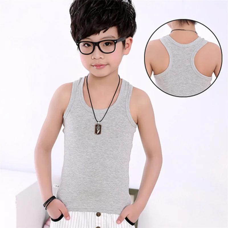 2-11Y Kids Baby Boys Vests T-shirts Children Summer Vest Top Outfit Kid Boy Girl Solid Tops Clothes Cotton Tees Black Playsuits