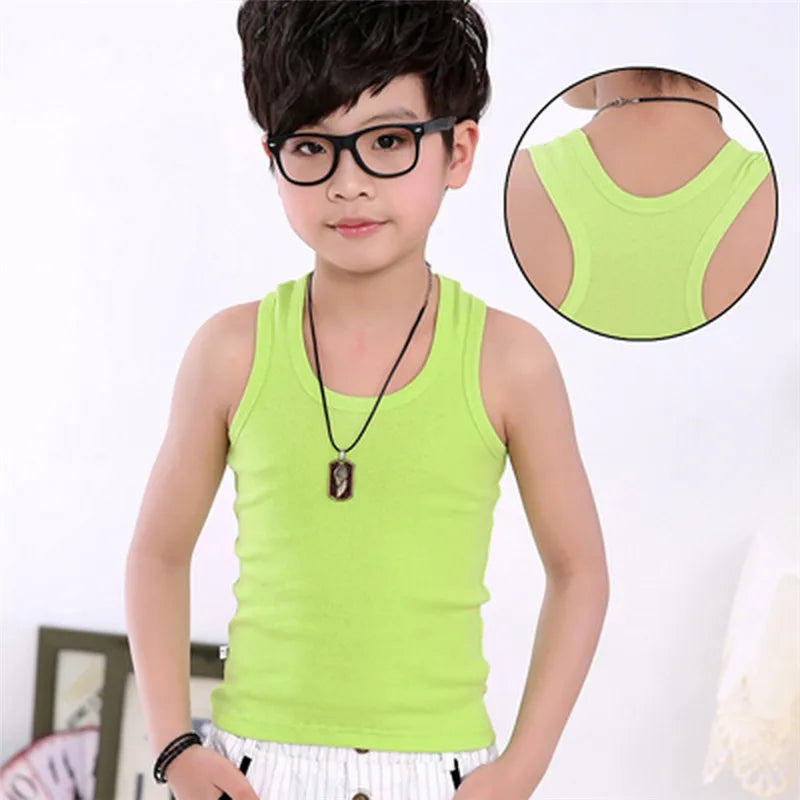 2-11Y Kids Baby Boys Vests T-shirts Children Summer Vest Top Outfit Kid Boy Girl Solid Tops Clothes Cotton Tees Black Playsuits