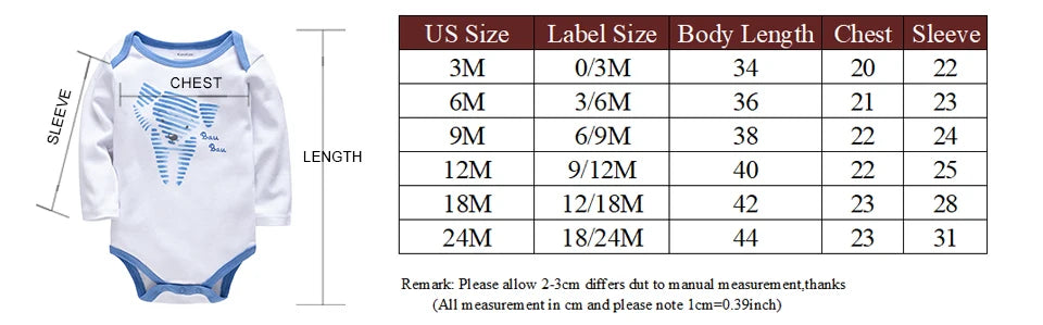 3/6 pcs a set Kavkas Fashion Baby Boys Clothes Set  Cotton Soft Long Sleeve Autumn Boy Girls Bodysuit Newborn Toddler Body bebe