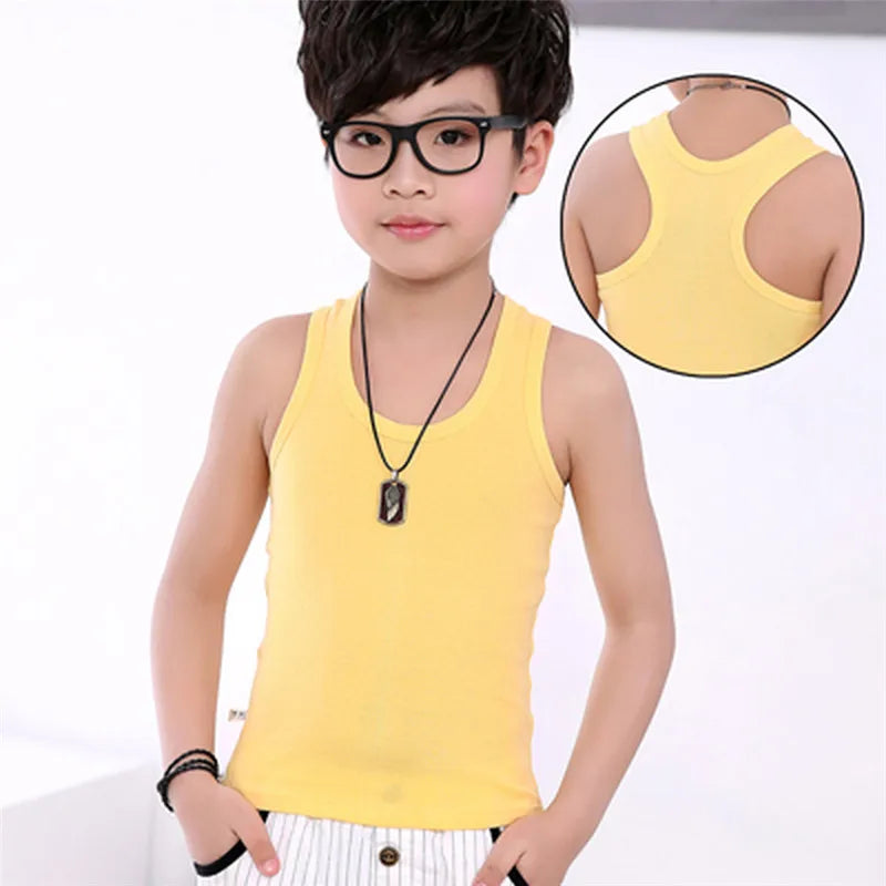 2-11Y Kids Baby Boys Vests T-shirts Children Summer Vest Top Outfit Kid Boy Girl Solid Tops Clothes Cotton Tees Black Playsuits