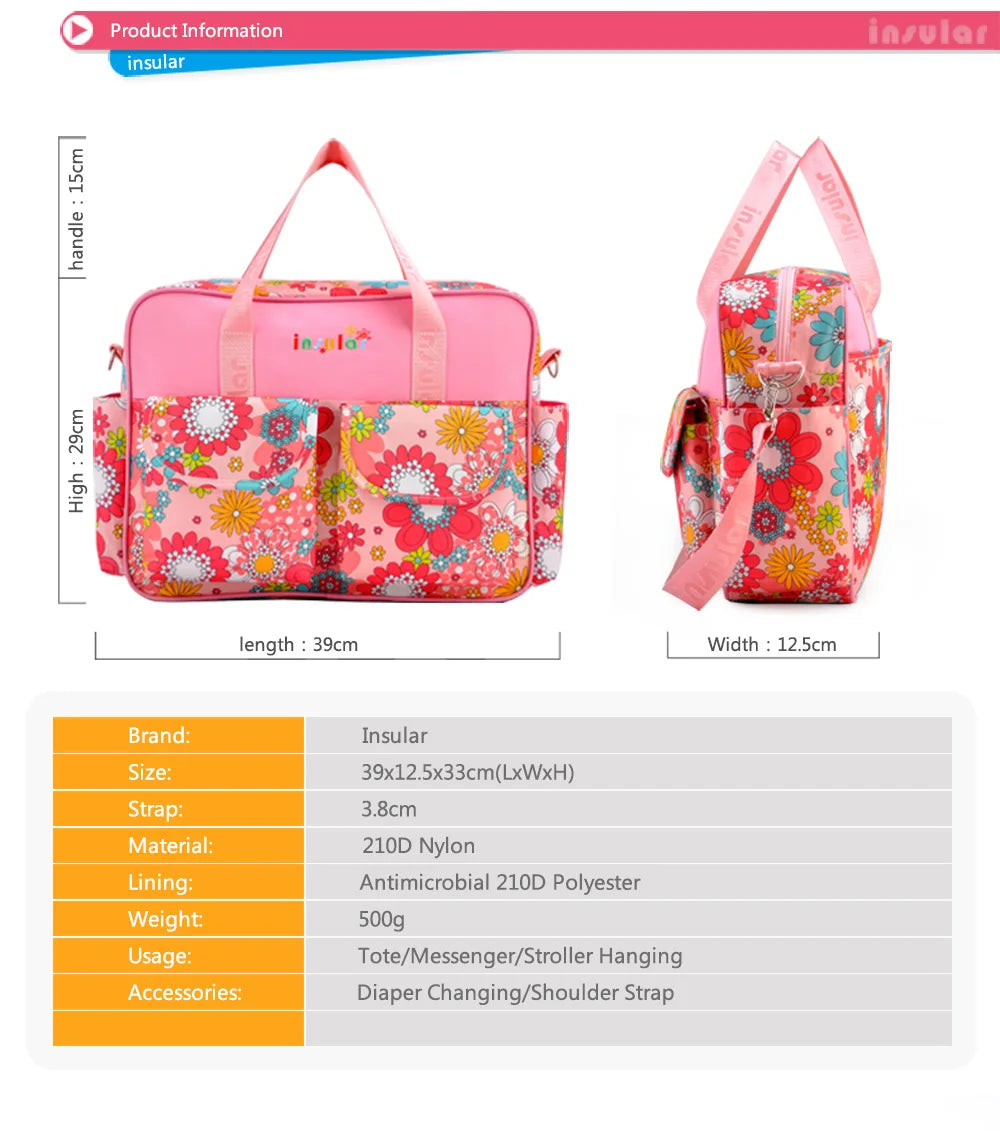 New Arrival Waterproof Nappy Bag 210D Nylon Baby Diaper Bag Multipurpose Mommy Changing Bag