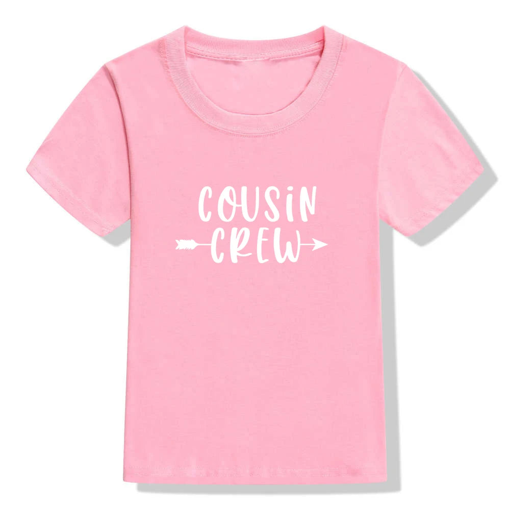 Cousin Crew Kids Tshirt Summer Short Sleeve Tee Shirt Boys Girls Letter Print Tee Fashion Casual Tops Graphic Tee Shirt Clothes