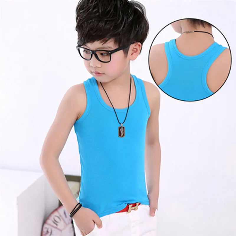 2-11Y Kids Baby Boys Vests T-shirts Children Summer Vest Top Outfit Kid Boy Girl Solid Tops Clothes Cotton Tees Black Playsuits