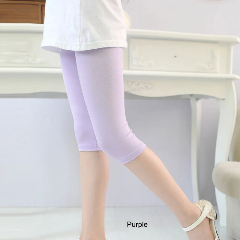 3-10years Girls Knee Length Kid Fifth Pants Candy Color Children Cropped Clothing Spring-Summer All-matches Bottoms Leggings