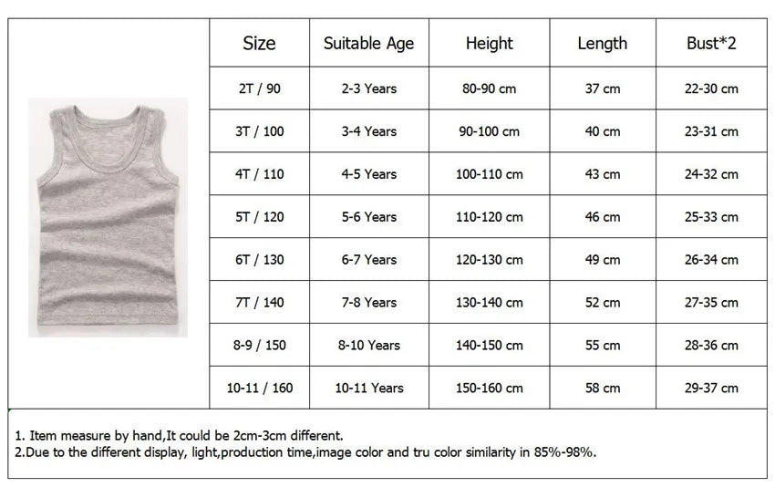 2-11Y Kids Baby Boys Vests T-shirts Children Summer Vest Top Outfit Kid Boy Girl Solid Tops Clothes Cotton Tees Black Playsuits