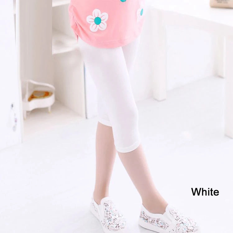 3-10years Girls Knee Length Kid Fifth Pants Candy Color Children Cropped Clothing Spring-Summer All-matches Bottoms Leggings