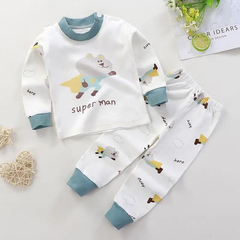 Baby Boys Girls Clothes Set Winter Cotton Baby Clothing Set Baby Pajamas Unisex Kids Autumn Long Sleeve T-shirt And Pants Suit