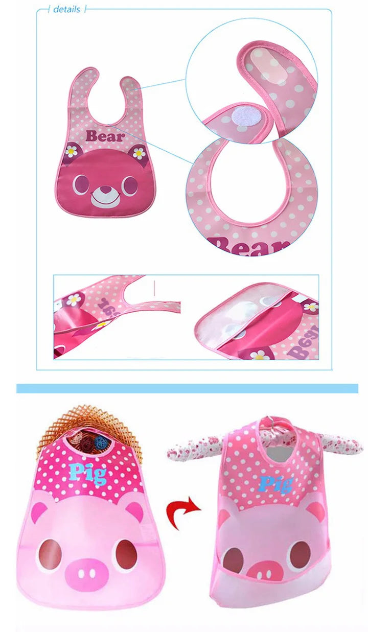 3 PCS/Lot Waterproof Baby Bibs for Infant Toddler Boys Girls Sleeveless Feeding Apron Cartoon Animals Child Kids Bib