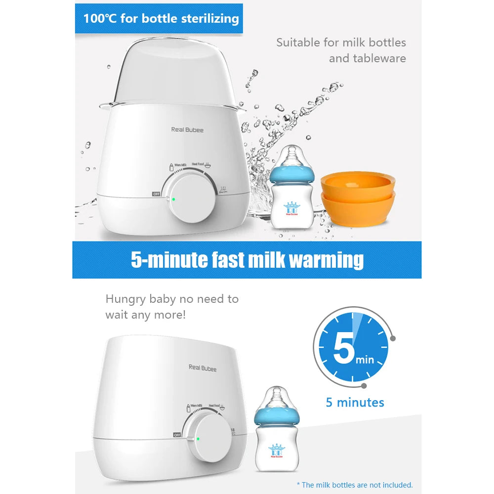 Baby Bottles Milk Warmer Food Heater Steam Sterilizer 5-Minute Fast Warming Precise Temperature Control Double Milk Warmer