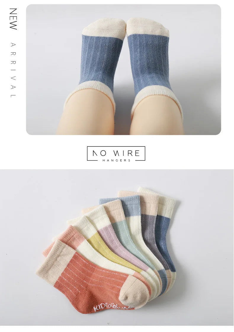 3 Pairs/lot Children's Socks Solid Striped Four Seasons Boy Anti Slip Newborn Baby Socks Cotton Infant Socks For Girls 0-36Month