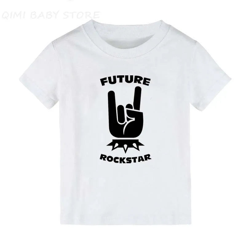 Born To Rock Kids T-Shirt Boys Girls Unisex Baby Clothes Cool Fashion Style Tops Children Summer Short Sleeve Graphic Tee Shirt