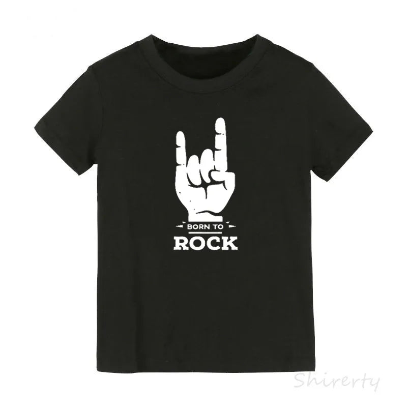 Born To Rock Kids T-Shirt Boys Girls Unisex Baby Clothes Cool Fashion Style Tops Children Summer Short Sleeve Graphic Tee Shirt