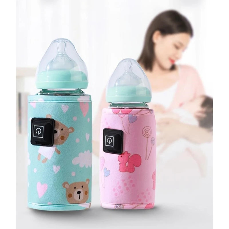 Portable USB Baby Bottle Warmer Travel Milk Warmer Infant Feeding Bottle Heated Cover Insulation Thermostat  Heater Dropshipping