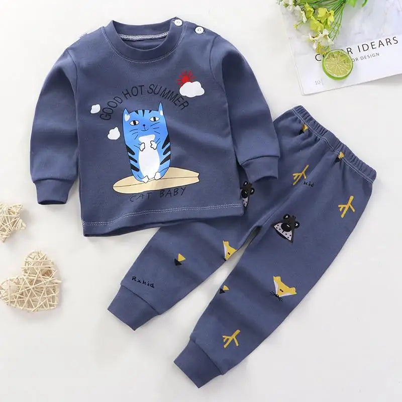 Baby Boys Girls Clothes Set Winter Cotton Baby Clothing Set Baby Pajamas Unisex Kids Autumn Long Sleeve T-shirt And Pants Suit