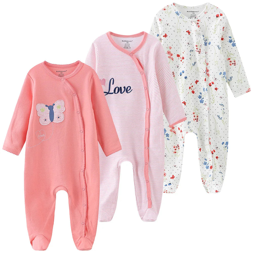 Unisex Baby Organic Cotton Snap Footed Sleep and Play Pajamas Long Sleeve Bodysuit for Newborn Boy and Girl Clothes Bebe