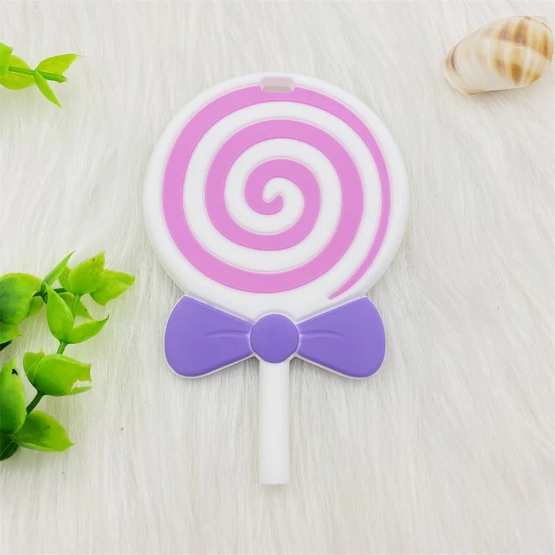 1pcs BPA Free Silicone Candy Lollipop Teether DIY newborn Toddler Baby Pacifier Chewing Sensory Toy