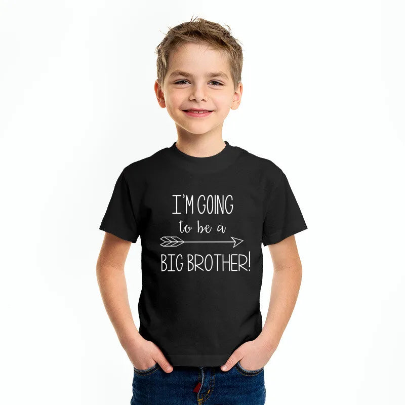 Funny I'm Going to Be a Big Brother Boys Clothes Baby Anouncement Black T-shirts Short Sleeve Cotton Children T-shirt 2-10T