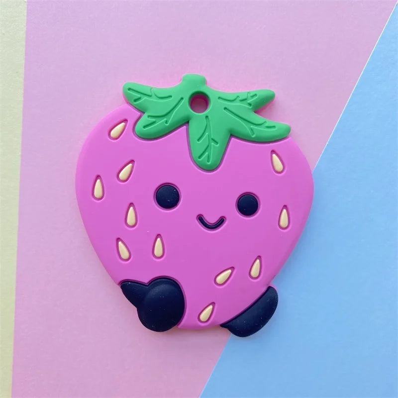 1pc BPA Free Cartoon Animals  Silicone Baby Teether Rodent Avocado Strawberry  Cactus DIY Accessories baby teething Necklace Toy