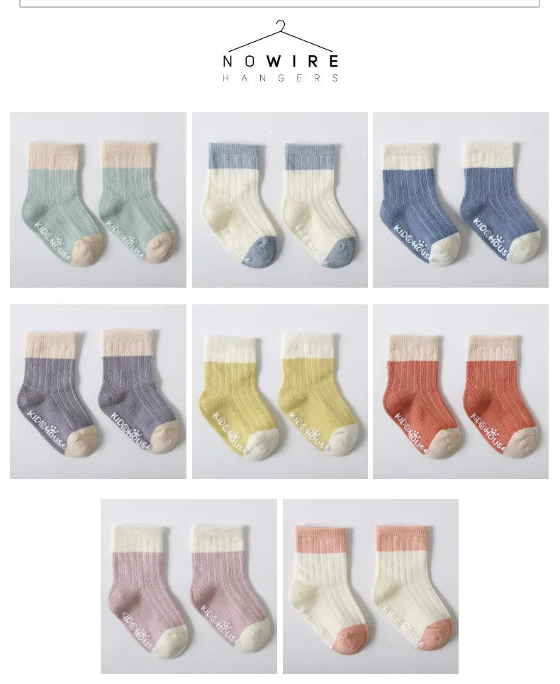 3 Pairs/lot Children's Socks Solid Striped Four Seasons Boy Anti Slip Newborn Baby Socks Cotton Infant Socks For Girls 0-36Month