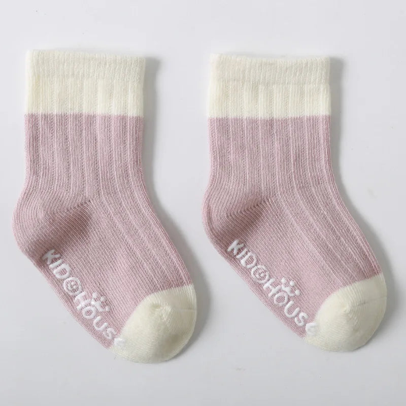 3 Pairs/lot Children's Socks Solid Striped Four Seasons Boy Anti Slip Newborn Baby Socks Cotton Infant Socks For Girls 0-36Month