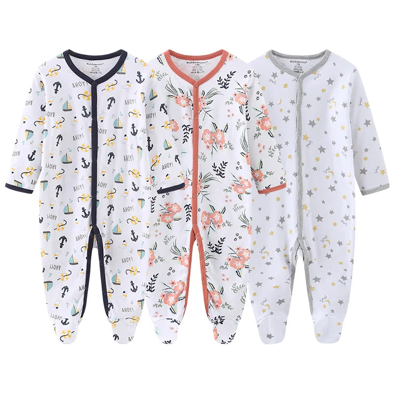 Unisex Baby Organic Cotton Snap Footed Sleep and Play Pajamas Long Sleeve Bodysuit for Newborn Boy and Girl Clothes Bebe