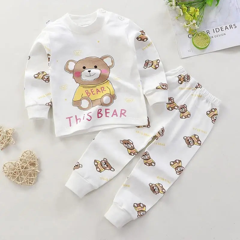 Baby Boys Girls Clothes Set Winter Cotton Baby Clothing Set Baby Pajamas Unisex Kids Autumn Long Sleeve T-shirt And Pants Suit