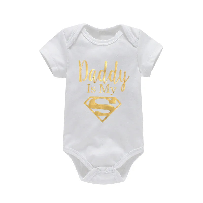 Baby Romper Newborn Baby Boys Girls Clothes Gold Daddy Is My Hero Funny Print Infant Baby Jumpsuit Cute Casual Baby Bodysuit