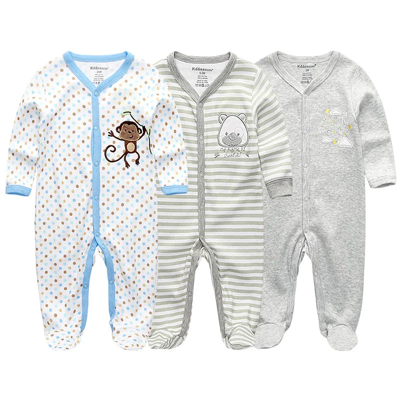 Unisex Baby Organic Cotton Snap Footed Sleep and Play Pajamas Long Sleeve Bodysuit for Newborn Boy and Girl Clothes Bebe