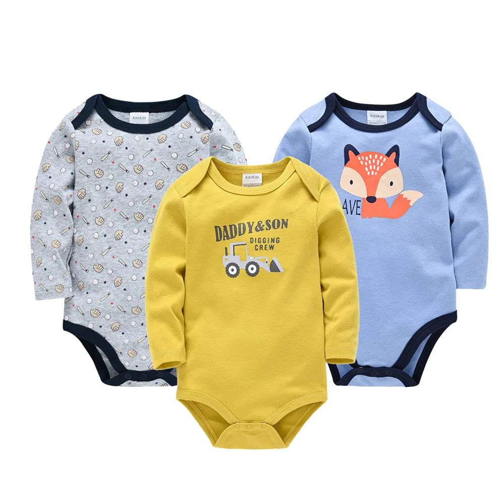 3/6 pcs a set Kavkas Fashion Baby Boys Clothes Set  Cotton Soft Long Sleeve Autumn Boy Girls Bodysuit Newborn Toddler Body bebe