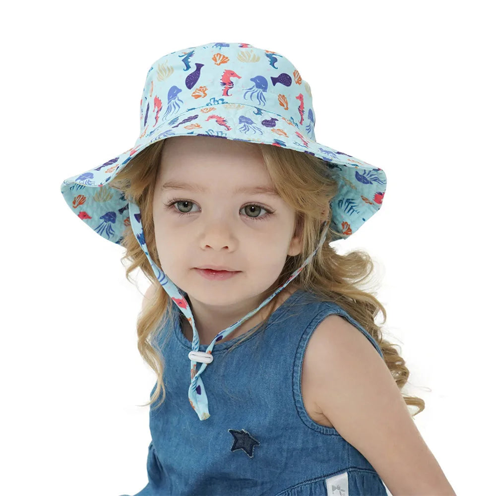 Summer Baby Sun Cap Baby Sun Hat For Girls and Boys Outdoor Neck Ear Cover Anti UV Kids Beach Caps Bucket Cap 0-8 Years