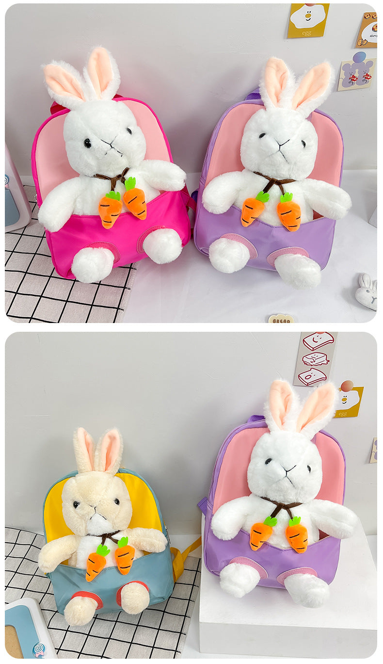 Plush 3D Rabbit Backpack for Boys Girls Kids Children SchoolBag Cute Bow Tie Cartoon School Bags Kindergarten Preschool Baby Bag