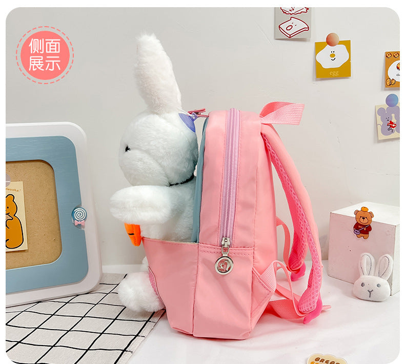 Plush 3D Rabbit Backpack for Boys Girls Kids Children SchoolBag Cute Bow Tie Cartoon School Bags Kindergarten Preschool Baby Bag