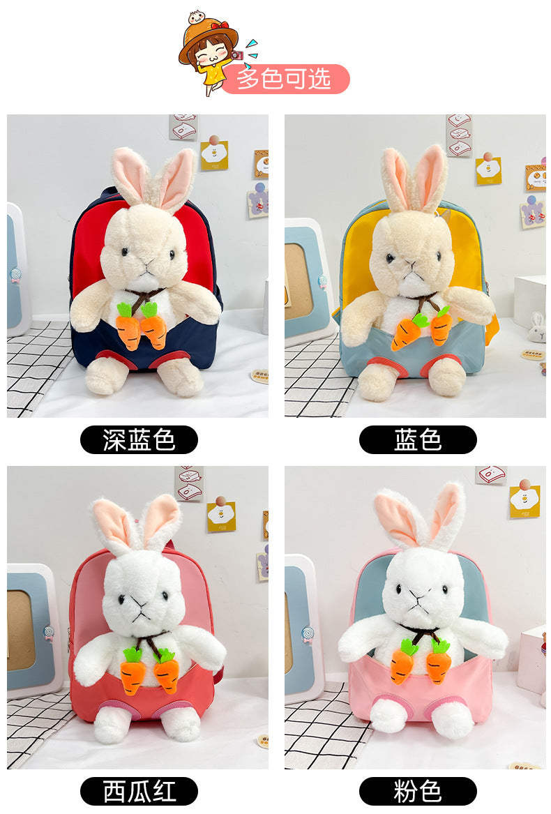 Plush 3D Rabbit Backpack for Boys Girls Kids Children SchoolBag Cute Bow Tie Cartoon School Bags Kindergarten Preschool Baby Bag