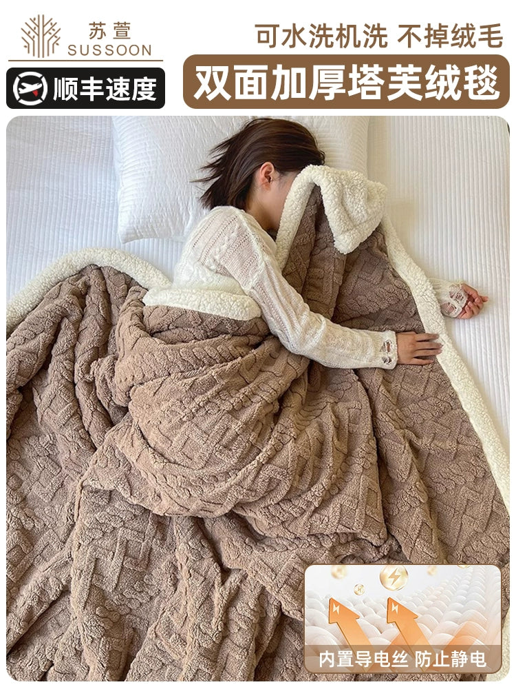 Winter Taffon Thickened Air Conditioning Bed Blanket