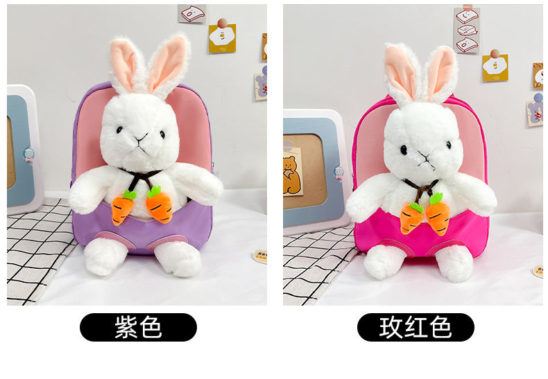 Plush 3D Rabbit Backpack for Boys Girls Kids Children SchoolBag Cute Bow Tie Cartoon School Bags Kindergarten Preschool Baby Bag