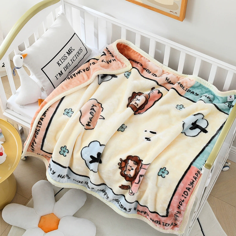 Small Quilt Double-Layer Autumn and Winter Coral Fleece Babies' Woolen Blanket