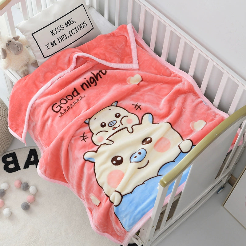 Small Quilt Double-Layer Autumn and Winter Coral Fleece Babies' Woolen Blanket