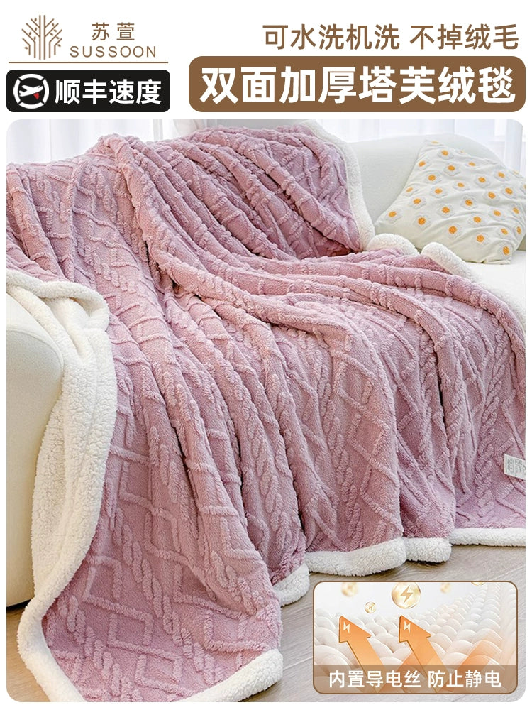 Winter Taffon Thickened Air Conditioning Bed Blanket