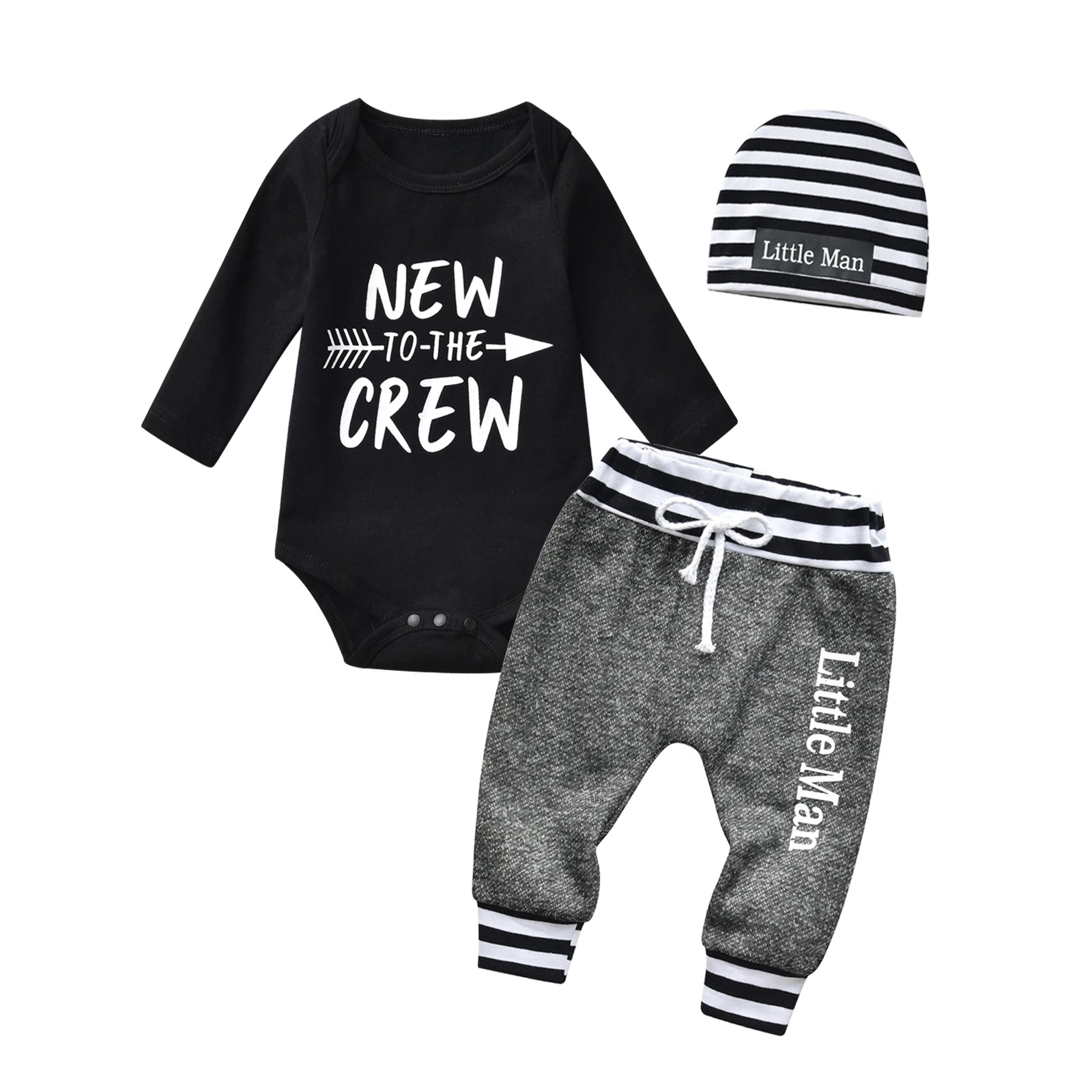 3Pcs Newborn infant Baby Boys Summer Clothes Set New Printed Short Sleeve Romper Top + Pants + Cap Toddler Outfit for Boys