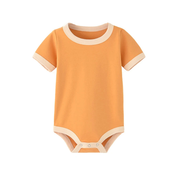 Color Matching Newborn Baby Organic Cotton Summer Rompers Short Sleeve Soft Skin-friendly Romper Pajamas Infant Tops Jumpsuit