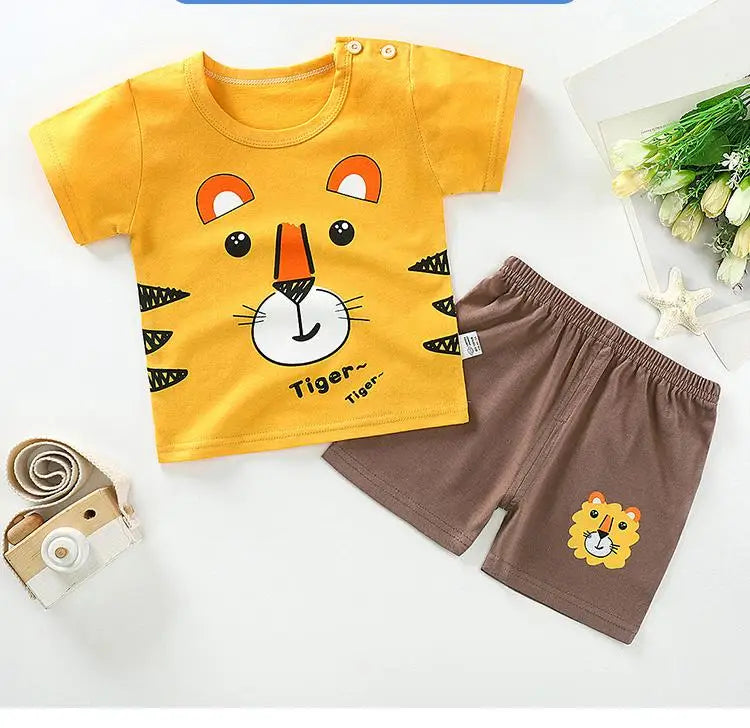 Baby Sets Children Set Girls Boy Shorts Clothes Cartoon Print Outfits For Kids Child Toddler T-shirt +pants Boys Clothes New