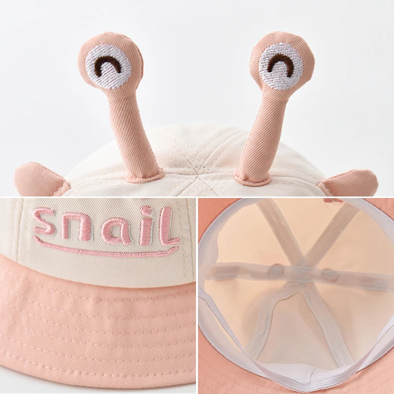 Cartoon Snail Baby Bucket Hat Cute Solid Color Ear Kids Fisherman Cap Spring Summer Wide-brim Toddler Panama Sun Hats