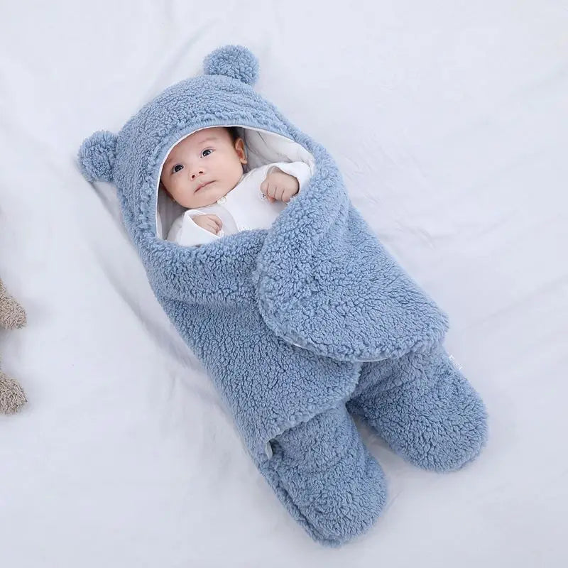 2024 Autumn Winter Infant Toddler Thicken Cashmere Receiving Blankets 0-6M Newborn Sleeping Bag Swaddling Kids Accessories