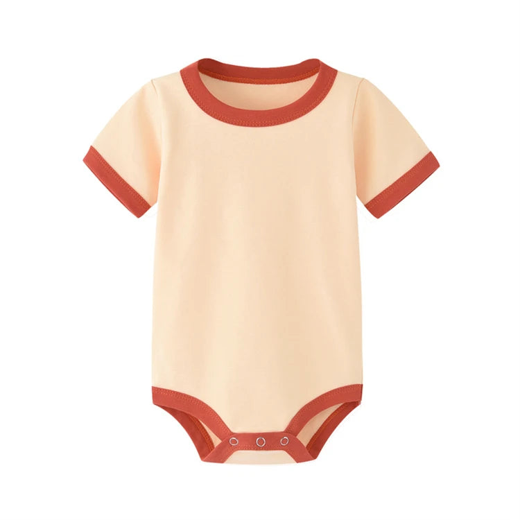 Color Matching Newborn Baby Organic Cotton Summer Rompers Short Sleeve Soft Skin-friendly Romper Pajamas Infant Tops Jumpsuit