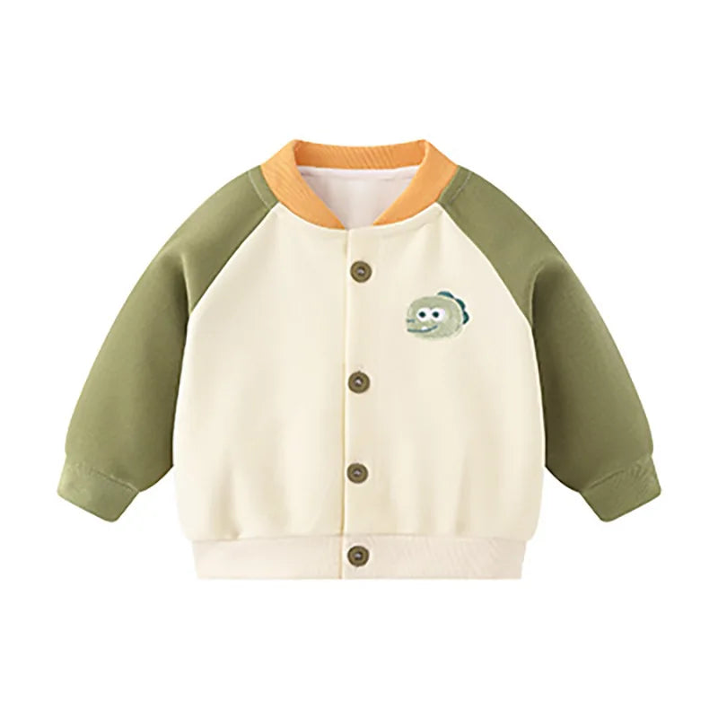 Infant Baby Boy Baseball Uniform Spring Autumn Raglan Sleeve Toddler Boy Jacket V-collar Cartoon Spliced Kid Girl Outerwear Coat