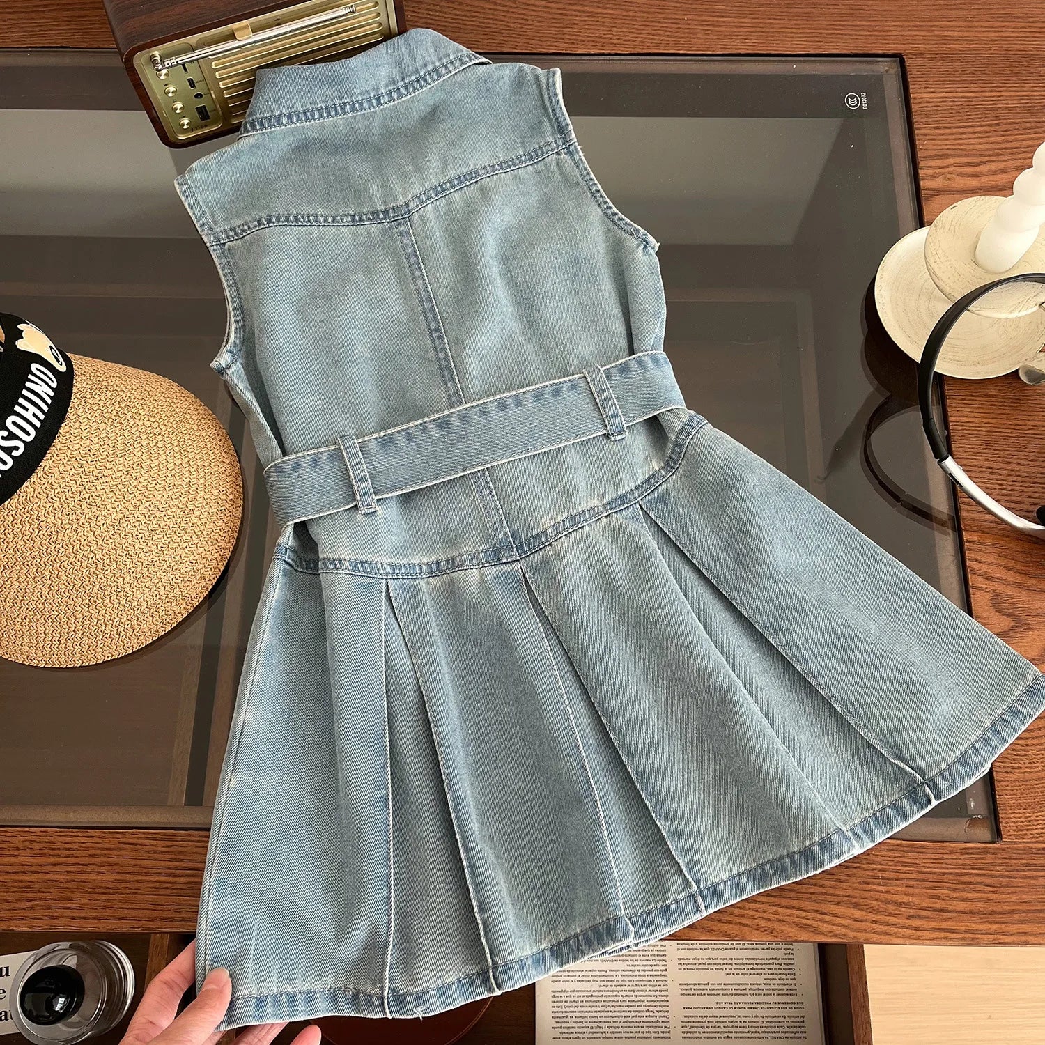 Children Girls Fashion Sleeveless Denim Dress 2024 Summer Cool Baby Girls Casual Vest Dresses