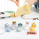 5Pairs/lot 0-2Y Baby Socks Summer Cotton 3D Cartoon Animal Kids Socks Girls Mesh Cute Newborn Boy Toddler Socks Baby