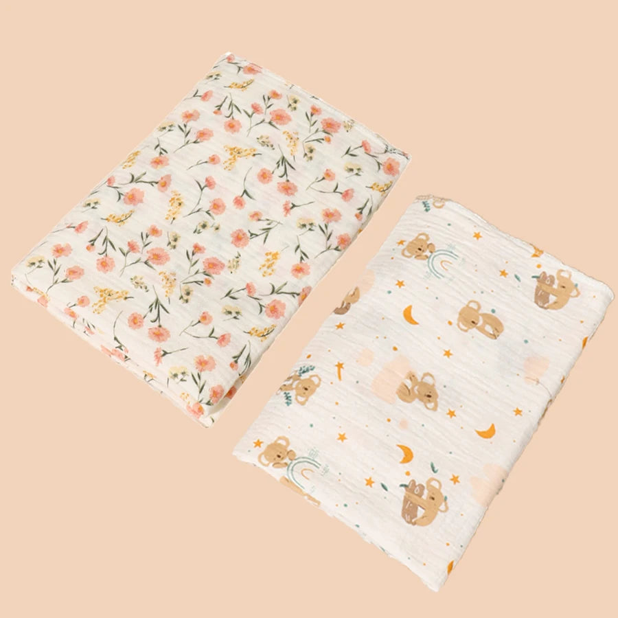 2Pc 80*80cm Cotton Muslin Baby Receiving Blankets for Girls and Boys Newborn Muslin Swaddle Blanket Bedding Infant Bath Towel