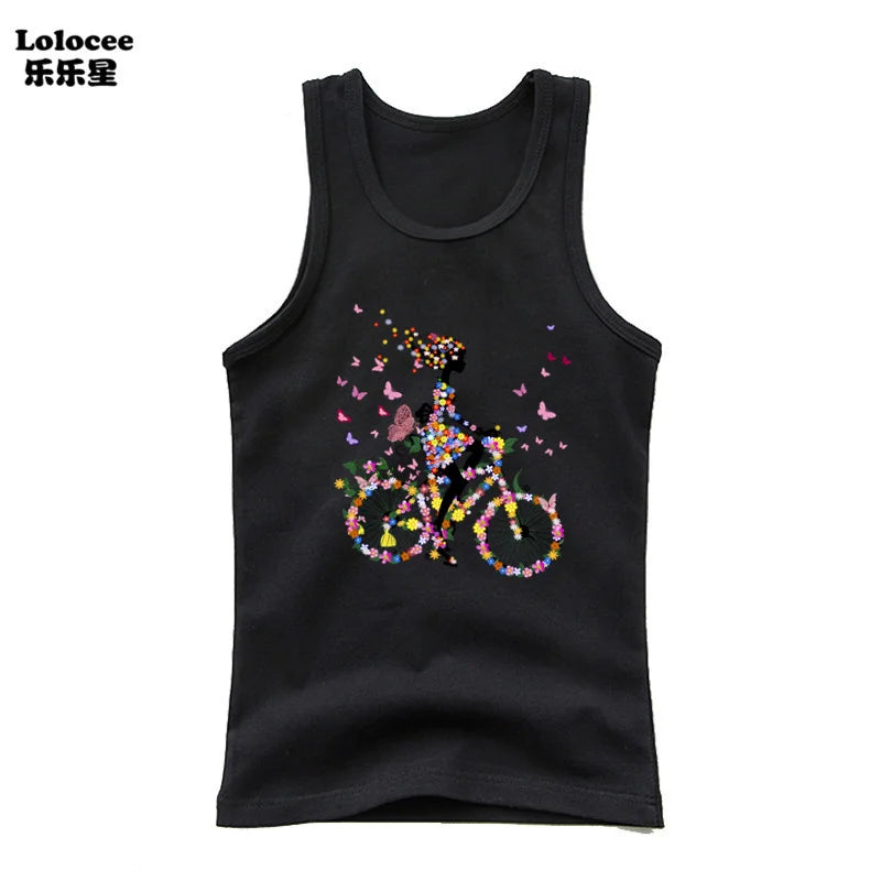 2023 New Girls Cute Singlet Underwear Princess Cotton Tank Tops Cartoon Kawaii Girl Print Sleeveless Shirt